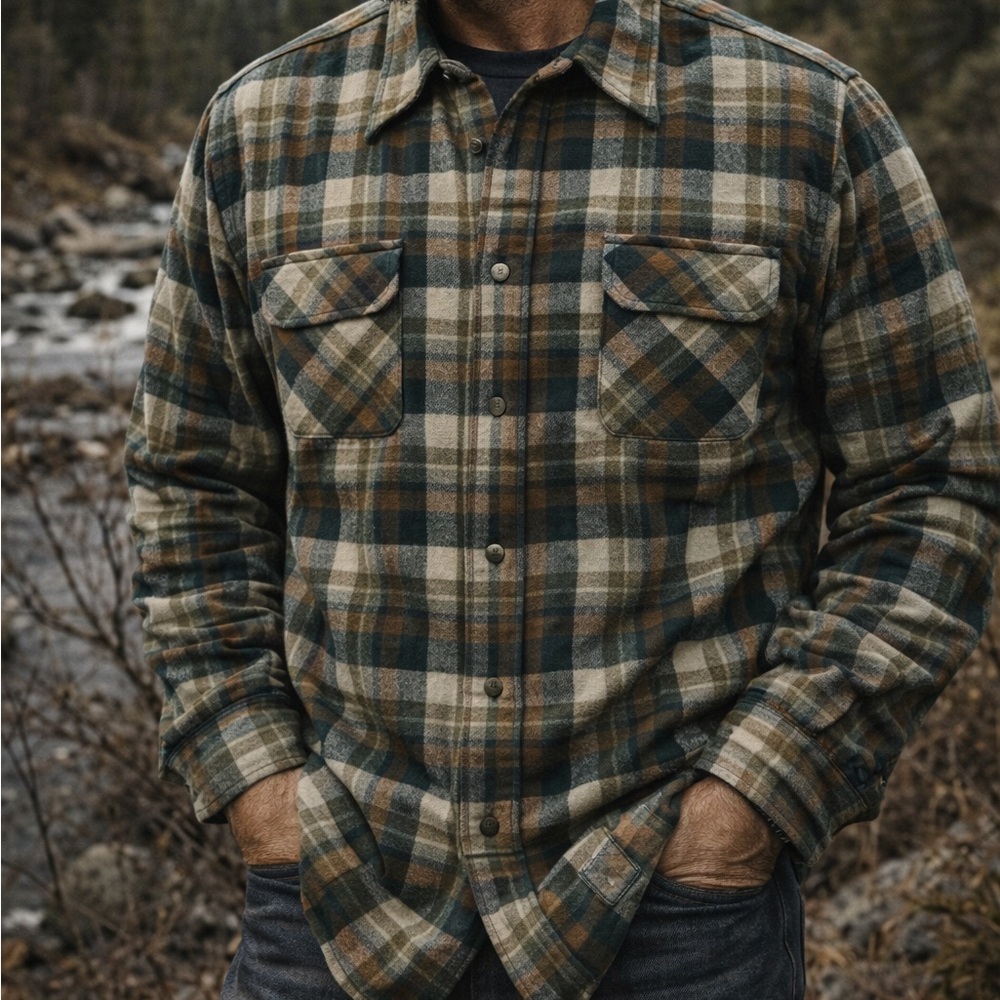 King’s Road Men's Classic Virgin Wool Plaid Shirt Jacket